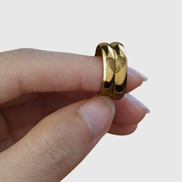 JUEGO Anillos con Huella de Corazón