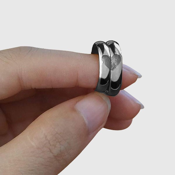 JUEGO Anillos con Huella de Corazón